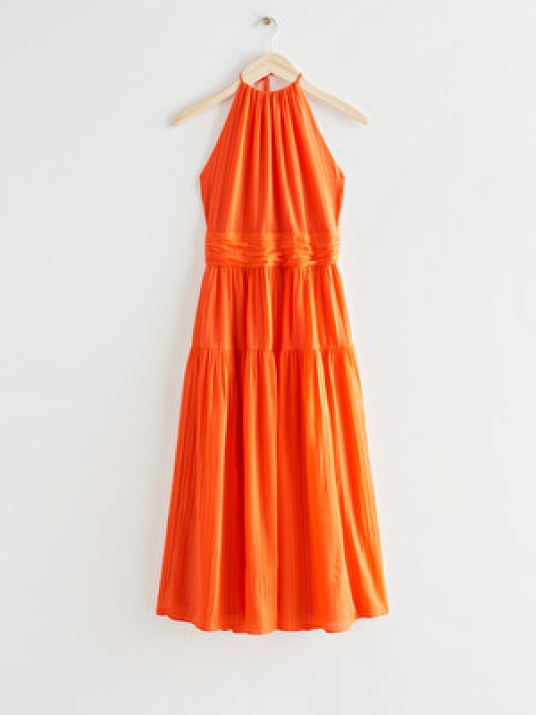 Silk Halter Orange Dress